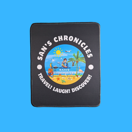 San’s Chronicles™ Mousepad – Travel, Laugh, Discover!