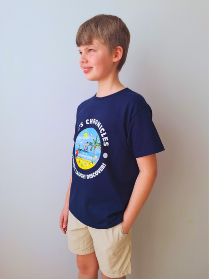 San’s Chronicles™ Official T-Shirt – Wear the Adventure! 🎉👕 Navy